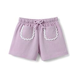 Babyhug Terry Knit Mid Thigh Solid Shorts With Lace Detailing - Lavender