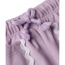 Babyhug Terry Knit Mid Thigh Solid Shorts With Lace Detailing - Lavender