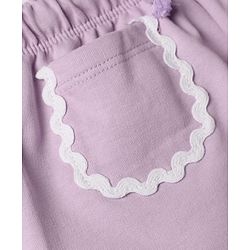 Babyhug Terry Knit Mid Thigh Solid Shorts With Lace Detailing - Lavender