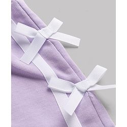 Babyhug 100% Cotton Terry Knit Mid Thigh Solid Shorts With Bow Applique - Lavender