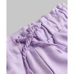 Babyhug 100% Cotton Terry Knit Mid Thigh Solid Shorts With Bow Applique - Lavender