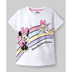 Babyhug Disney Single Jersey Knit Half Sleeves T-Shirt & Shorts Set with Minnie Mouse Graphics - Multicolor