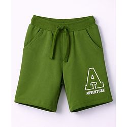 Babyhug Terry Knit Mid Thigh Shorts with Adventure Print - Green