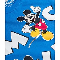 Babyhug Disney Single Jersey Knit Half Sleeves T-Shirt With Micky Mouse Graphic - Blue
