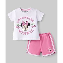 Babyhug Disney Single Jersey Knit T-Shirt & Shorts Night-Suit With Minnie Mouse Graphics - Multicolor