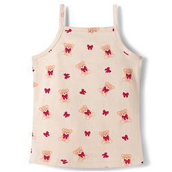Babyhug 100% Cotton Single Jersey Knit Sleeveless Slips With Bow & Teddy Print Pack of 3 - Multicolor
