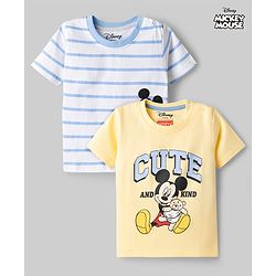 Babyhug Disney Cotton Knit T-Shirt Half Sleeve Graphic Print Multi Color 6-9 Months Pack of 2