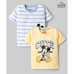 Babyhug Disney Cotton Knit T-Shirt Half Sleeve Graphic Print Multi Color 6-9 Months Pack of 2