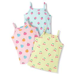 Babyhug 100% Cotton Knit Sleeveless Slips With Fruit Print Pack of 3 - Multicolor