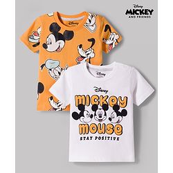 Babyhug Disney Single Jersey Knit Half Sleeves T-Shirt With Mickey Mouse Graphics Pack of 2 - Multicolor