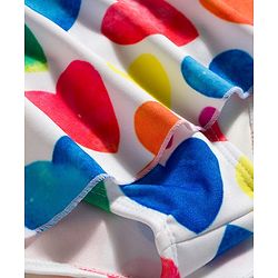 Babyhug Sleeveless Hearts Printed Frock Swimsuit - White