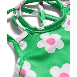 Babyhug Water Repellent Sleeveless Frock Swimsuit with Floral Print - Green