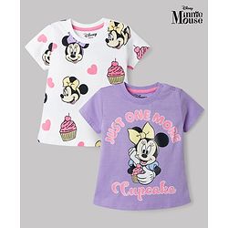 Babyhug Disney Single Jersey Knit Half Sleeves T-Shirts with Minnie Mouse Graphic Pack of 2 - Multicolor
