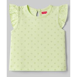 Babyhug Cotton Knit T-Shirts with Ruffle Sleeves and All-Over Print Pack of 3 Multi Color 6-9 Months