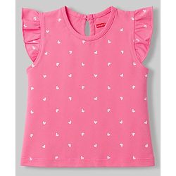 Babyhug Cotton Knit T-Shirts with Ruffle Sleeves and All-Over Print Pack of 3 Multi Color 6-9 Months