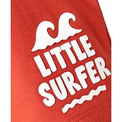 Babyhug Terry Knit Mid Thigh Length Shorts with Little Surfer Print - Red