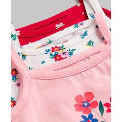 Babyhug 100% Cotton Single Jersey Knit Sleeveless Slips With Floral Print Pack of 3 - Multicolor