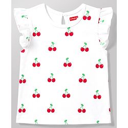 Babyhug Cotton Knit T-Shirts with Graphic Print and Ruffled Sleeves Multi Color 6-9 Months Pack of 5