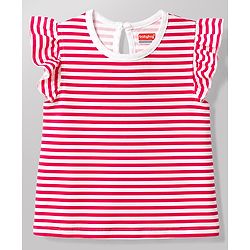 Babyhug Cotton Knit T-Shirts with Graphic Print and Ruffled Sleeves Multi Color 6-9 Months Pack of 5