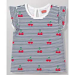 Babyhug Cotton Knit T-Shirts with Graphic Print and Ruffled Sleeves Multi Color 6-9 Months Pack of 5