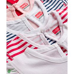 Babyhug Cotton Knit T-Shirts with Graphic Print and Ruffled Sleeves Multi Color 6-9 Months Pack of 5