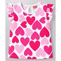 Babyhug 100% Cotton Knit Half Sleeves T-Shirts Hearts & Text Print Pack of 5 - Multicolour