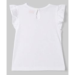 Babyhug 100% Cotton Knit Frill Sleeves Hearts & Text Printed T-Shirts Pack Of 3 - Purple Orange & White
