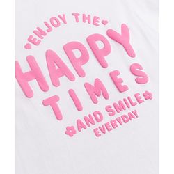Babyhug 100% Cotton Knit Frill Sleeves Hearts & Text Printed T-Shirts Pack Of 3 - Purple Orange & White