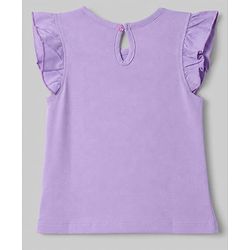 Babyhug 100% Cotton Knit Frill Sleeves Hearts & Text Printed T-Shirts Pack Of 3 - Purple Orange & White