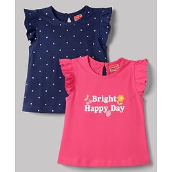 Babyhug Cotton Knit T-Shirts Half Sleeves with Graphics Multi Color 9-12 Months Pack of 2