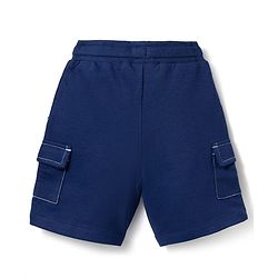 Babyhug Terry Knit Mid Thigh Length Solid Color Shorts with Pocket - Navy Blue