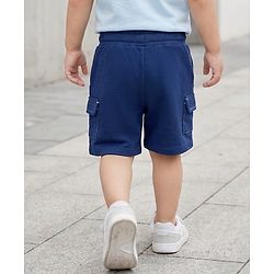 Babyhug Terry Knit Mid Thigh Length Solid Color Shorts with Pocket - Navy Blue