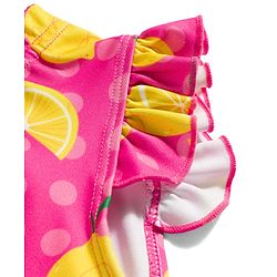 Babyhug Water Repellent Sleeveless Two Piece Swimsuit  with Lime Print - Pink