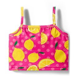 Babyhug Water Repellent Sleeveless Two Piece Swimsuit  with Lime Print - Pink