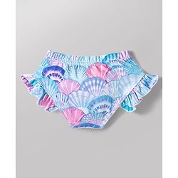 Babyhug Water Repellent Sleeveless Two Piece Swimsuit With Sea Shell Print - Sky Blue