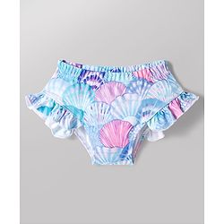 Babyhug Water Repellent Sleeveless Two Piece Swimsuit With Sea Shell Print - Sky Blue