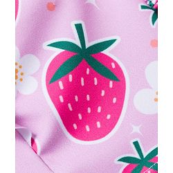 Babyhug Sleeveless Water Repellent Two Piece Swimsuit  With Floral & Strawberry Print - Pink