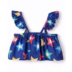 Babyhug Water Repellent Sleeveless Two Piece Swimsuit with Star Print - Navy Blue