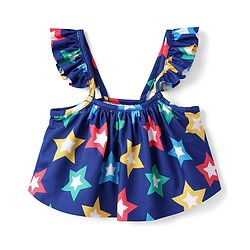 Babyhug Water Repellent Sleeveless Two Piece Swimsuit with Star Print - Navy Blue