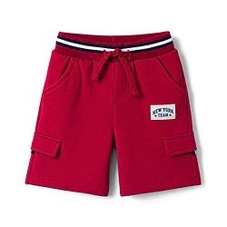 Babyhug Terry Knit Mid Thigh Shorts with Text Patch - Maroon