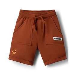 Babyhug Terry Knit Mid Thigh Shorts with Paw Embroidery - Rust Orange