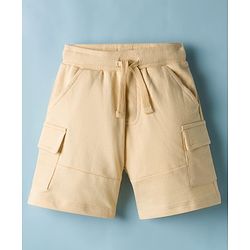Babyhug Terry Knit Mid Thigh Length Solid Color Shorts - Brown