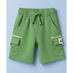 Babyhug Terry Knit Mid Thigh Shorts With Cargo Pockets & Patch - Green