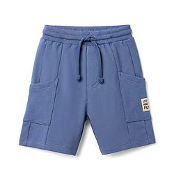 Babyhug Terry Knit Mid Thigh Solid Shorts With Pockets - Blue
