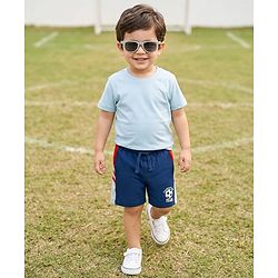 Babyhug Terry Knit Mid Thigh Length Cut & Sew Shorts with Sport Print - Multicolor
