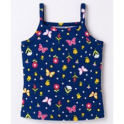 Babyhug 100% Cotton Knit Sleeveless Polka Dots & Floral Printed Slips Pack of 3 - Pink Navy Blue & Yellow