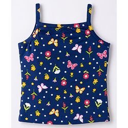 Babyhug 100% Cotton Knit Sleeveless Polka Dots & Floral Printed Slips Pack of 3 - Pink Navy Blue & Yellow