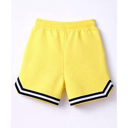 Babyhug Terry Knit Mid Thigh Shorts with Basketball Print - Yellow