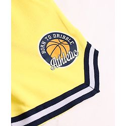 Babyhug Terry Knit Mid Thigh Shorts with Basketball Print - Yellow