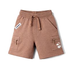 Babyhug Terry Knit Mid Thigh Shorts with Jeep Print - Brown